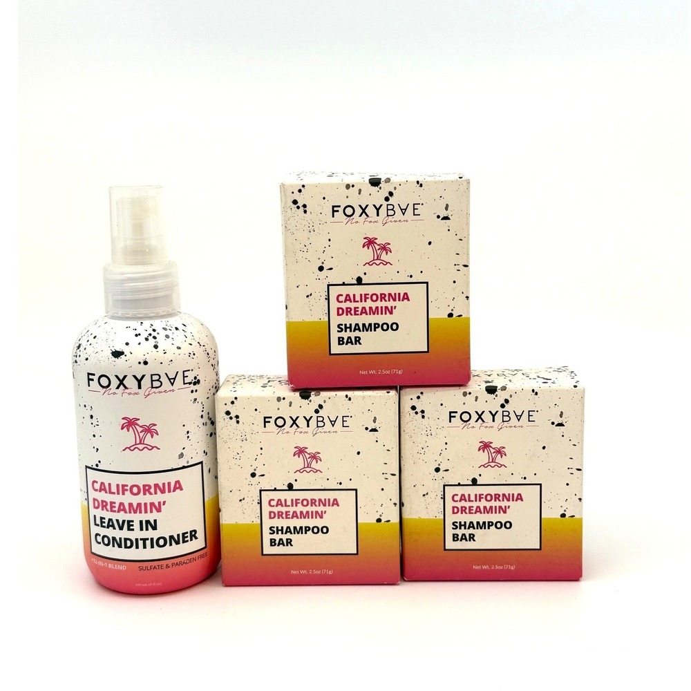 FoxyBae California Dreamin Shampoo Bar 3pk & Leave In Conditioner 12-in-1